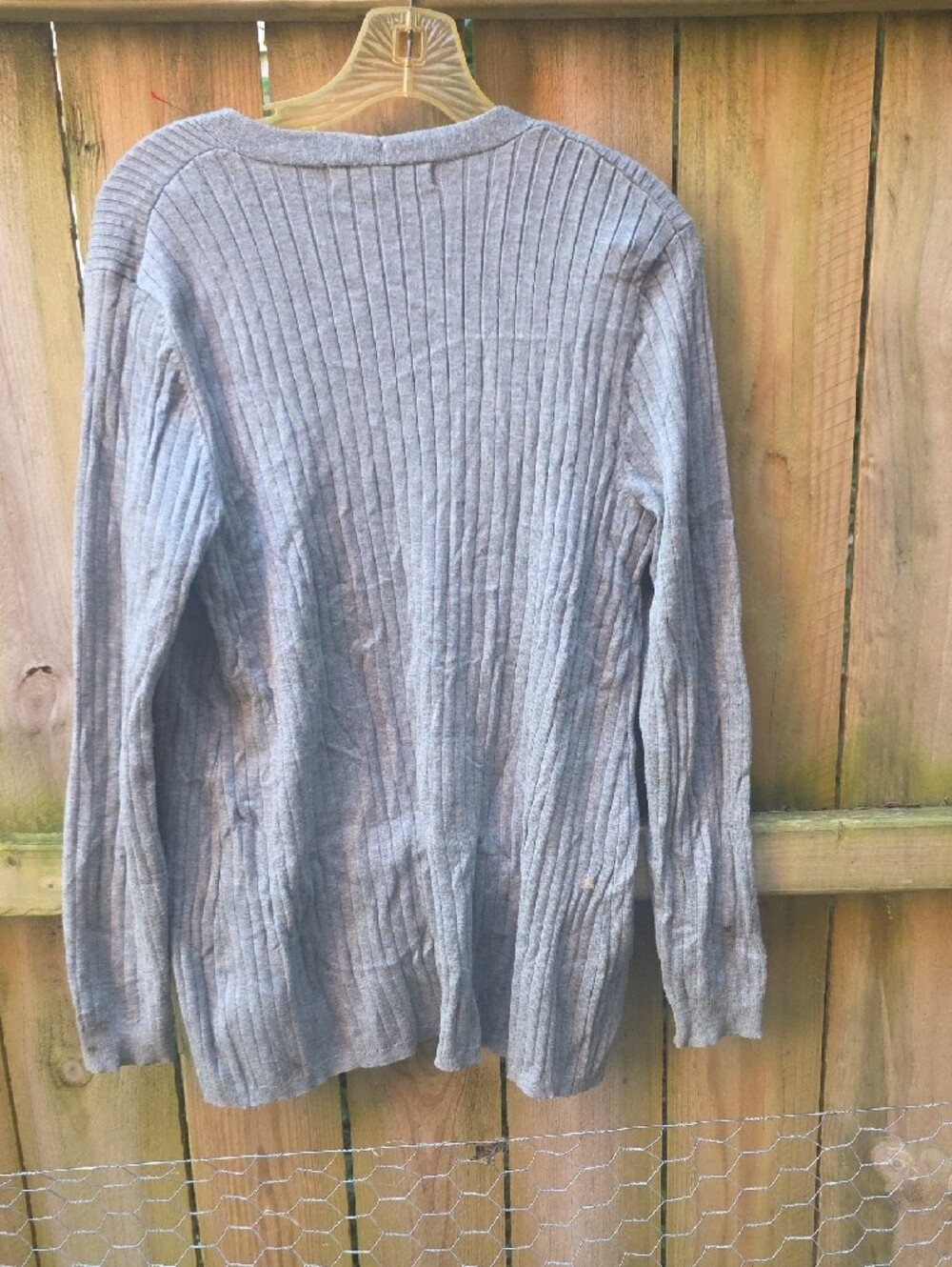Gray Open-Front Ribbed Women’s Cardigan Sweater - Picture 4 of 4